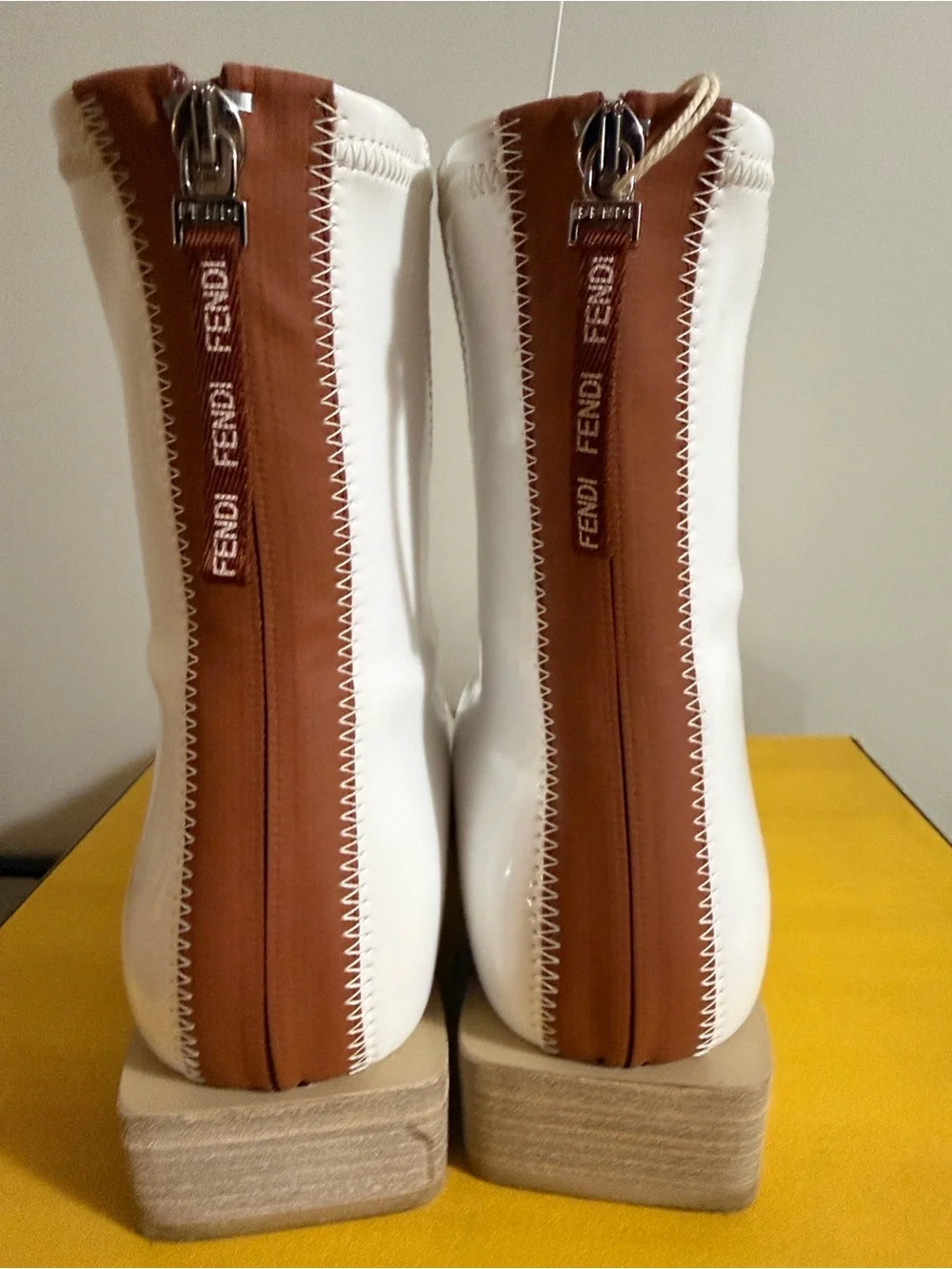 Fendi White Patent Leather Ankle Booties